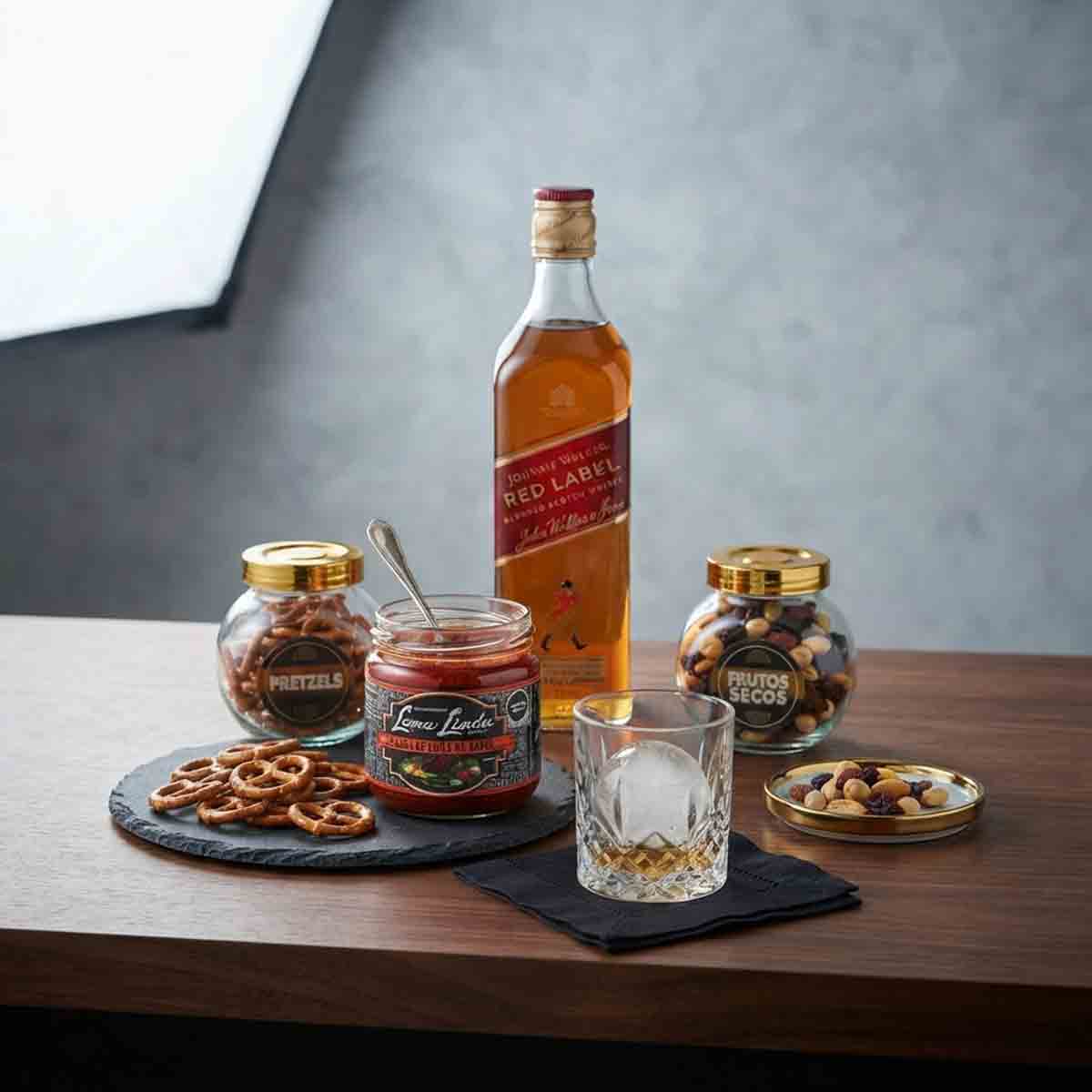 Canasta empresarial de lujo Johnnie Walker Red Label con completos gourmets