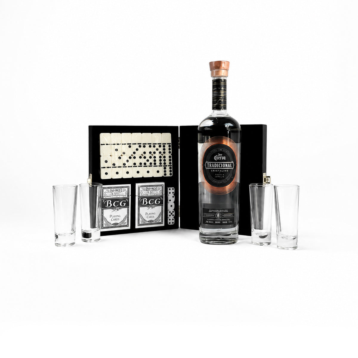 Regalo Empresarial Jose Cuervo Cristalino con Juegos Y Vasos Tequileros Premium