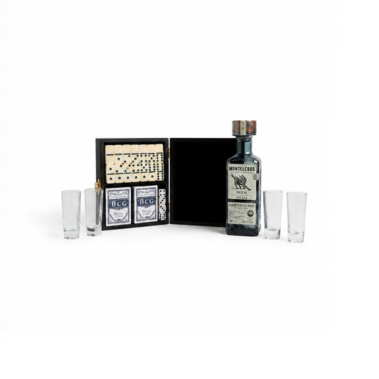 Regalo Empresarial de lujo Mezcal Montelobos con Juegos Y Vasos Tequileros Premium