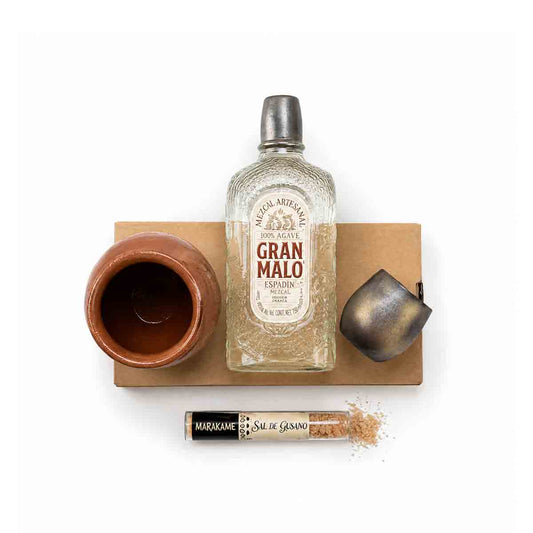 Set Mezcal Gran Malo con Vaso tequilero, cantarito y Sal Gourmet | Regalo Empresarial Premium