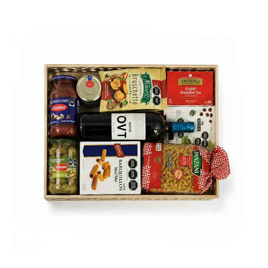 Canasta de Regalo Empresarial Gourmet con Vino y Complementos Exclusivos