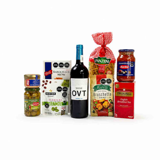 Canasta de Regalo Empresarial Gourmet con Vino y Complementos Exclusivos