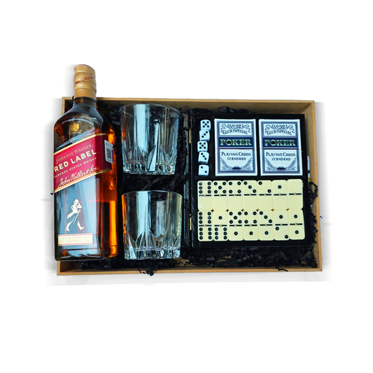 Canasta Red Label con Accesorios y Juego Pocket – Regalo Especial para Compartir con Amigos