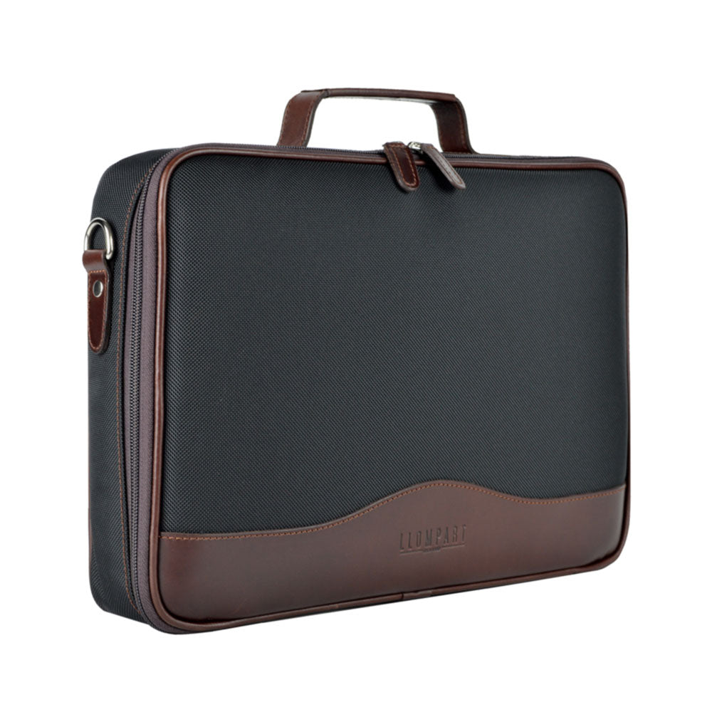 Porta Laptop para Caballero Llompart Ejecutivo con Detalles en Piel Encerada Negro
