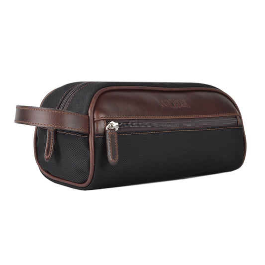 Neceser Negro con Detalles de Piel