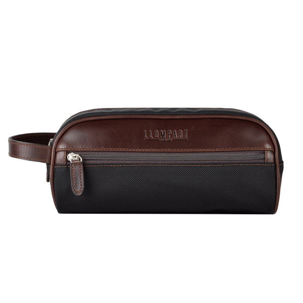 Neceser Negro con Detalles de Piel