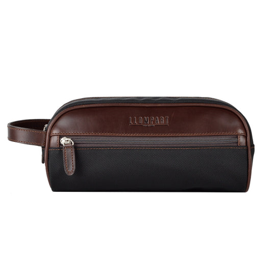 Neceser Negro con Detalles de Piel