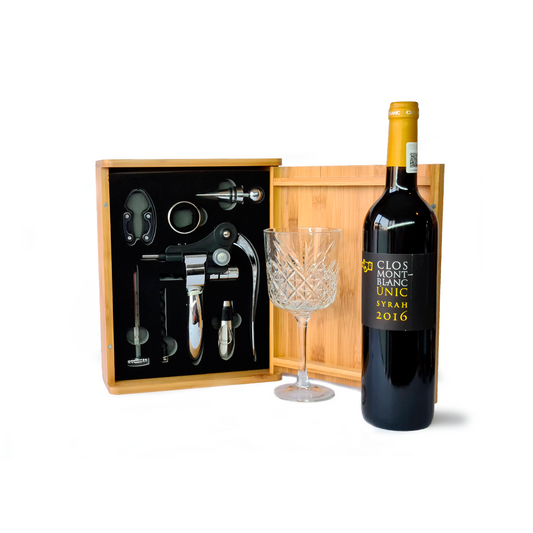 Set de Vino Tinto con Estuche de Madera y Accesorios