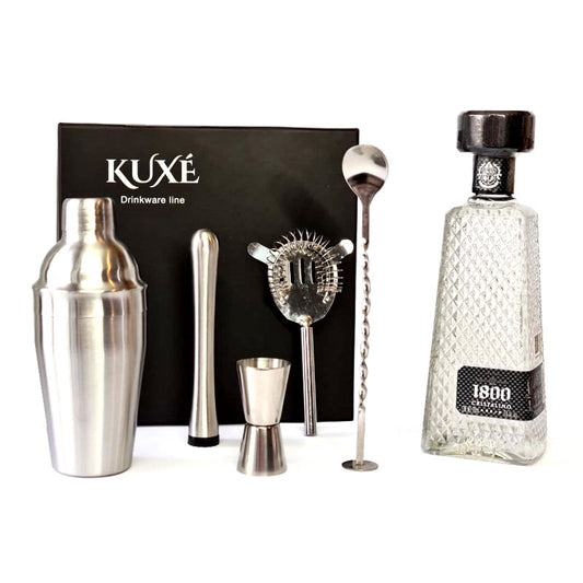 Kit Kuxe Tequila 1800 Cristalino Con Accesorios De Coctelería