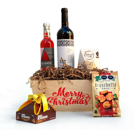 Canastas Navideñas con Vino Tinto Torrelongares y Vino Rosado Alcanta