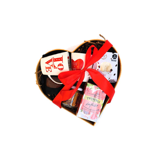 Regalo Especial de San Valentín: Set Romántico con Caja de Madera, Corazón, Tazas y Café