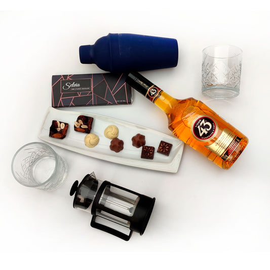 Kit Con Licor 43 De 700 ml Para Carajillos Con Prensa Francesa, Chocolates y Shaker